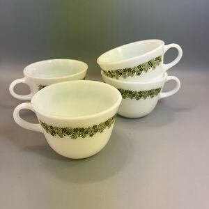 Vintage (2) Pyrex & (2) Corning Crazy Daisy Spring Blossom Tea Cup Mug Set of 4